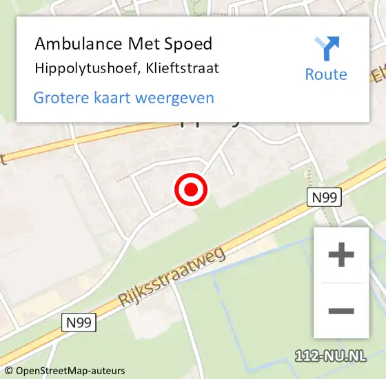 Locatie op kaart van de 112 melding: Ambulance Met Spoed Naar Hippolytushoef, Klieftstraat op 27 februari 2016 23:49