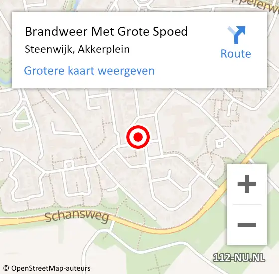 Locatie op kaart van de 112 melding: Brandweer Met Grote Spoed Naar Steenwijk, Akkerplein op 28 februari 2016 12:22