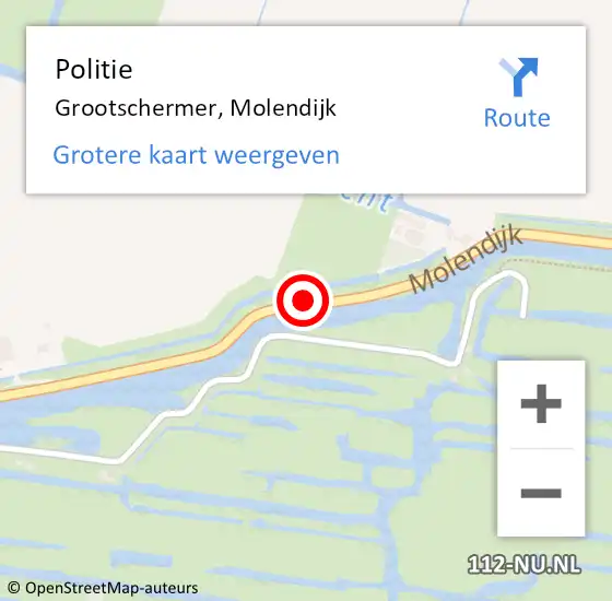 Locatie op kaart van de 112 melding: Politie Grootschermer, Molendijk op 28 februari 2016 17:55