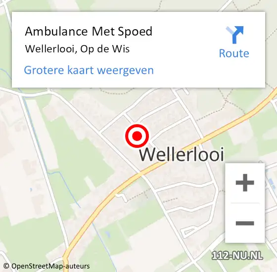 Locatie op kaart van de 112 melding: Ambulance Met Spoed Naar Wellerlooi, Op de Wis op 28 februari 2016 18:57