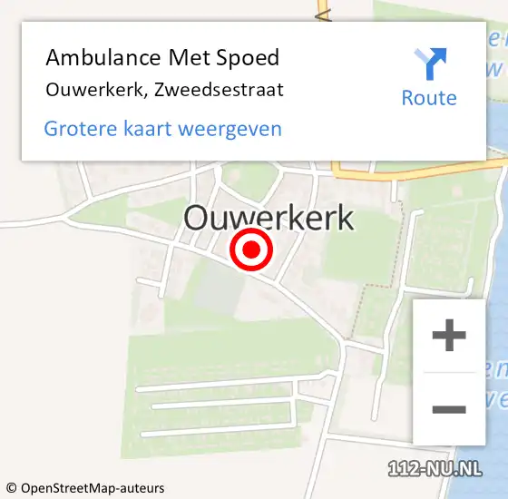 Locatie op kaart van de 112 melding: Ambulance Met Spoed Naar Ouwerkerk, Zweedsestraat op 29 februari 2016 04:43