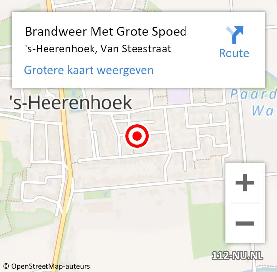 Locatie op kaart van de 112 melding: Brandweer Met Grote Spoed Naar 's-Heerenhoek, Van Steestraat op 29 februari 2016 14:22