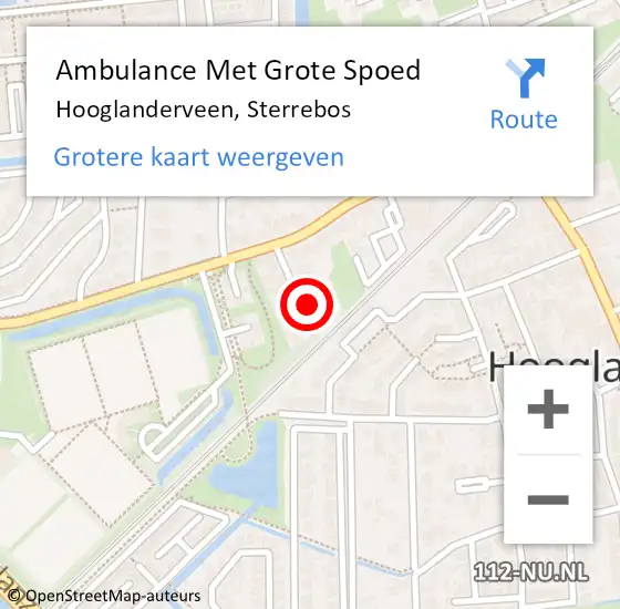 Locatie op kaart van de 112 melding: Ambulance Met Grote Spoed Naar Hooglanderveen, Sterrebos op 1 maart 2016 02:41