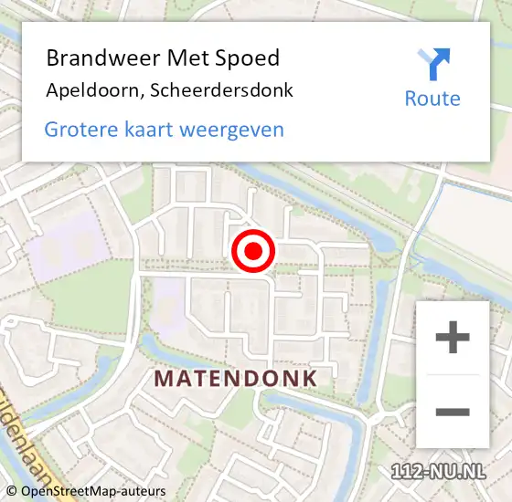 Locatie op kaart van de 112 melding: Brandweer Met Spoed Naar Apeldoorn, Scheerdersdonk op 1 maart 2016 05:04
