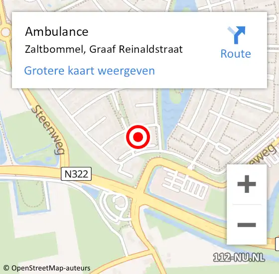 Locatie op kaart van de 112 melding: Ambulance Zaltbommel, Graaf Reinaldstraat op 1 maart 2016 16:22