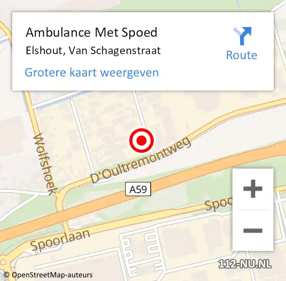 Locatie op kaart van de 112 melding: Ambulance Met Spoed Naar Elshout, Van Schagenstraat op 1 maart 2016 21:45