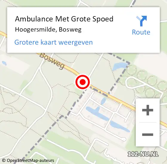 Locatie op kaart van de 112 melding: Ambulance Met Grote Spoed Naar Hoogersmilde, Bosweg op 2 maart 2016 11:14