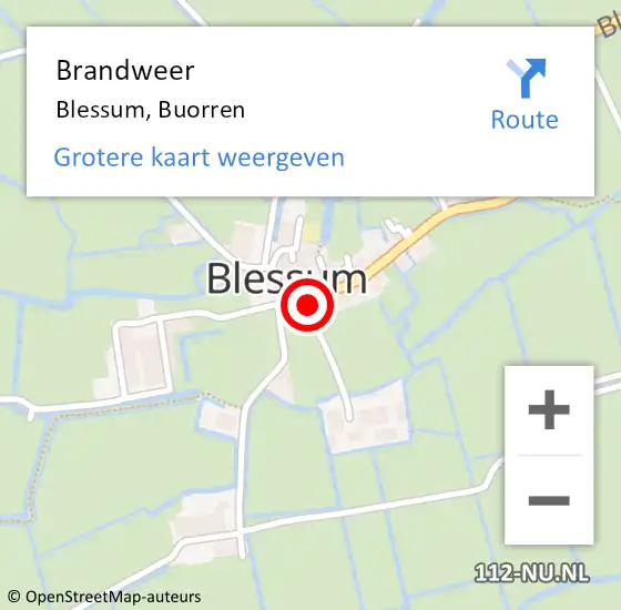 Locatie op kaart van de 112 melding: Brandweer Blessum, Buorren op 3 maart 2016 17:42