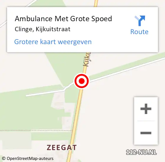 Locatie op kaart van de 112 melding: Ambulance Met Grote Spoed Naar Clinge, Kijkuitstraat op 3 maart 2016 19:04