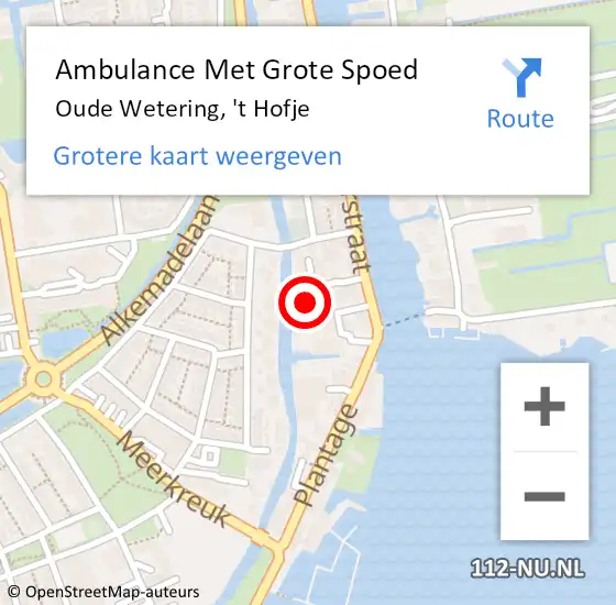 Locatie op kaart van de 112 melding: Ambulance Met Grote Spoed Naar Oude Wetering, 't Hofje op 3 maart 2016 20:39