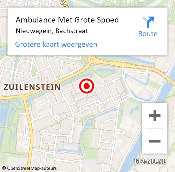 Locatie op kaart van de 112 melding: Ambulance Met Grote Spoed Naar Nieuwegein, Bachstraat op 7 december 2013 18:50