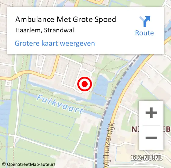 Locatie op kaart van de 112 melding: Ambulance Met Grote Spoed Naar Haarlem, Strandwal op 4 maart 2016 15:41