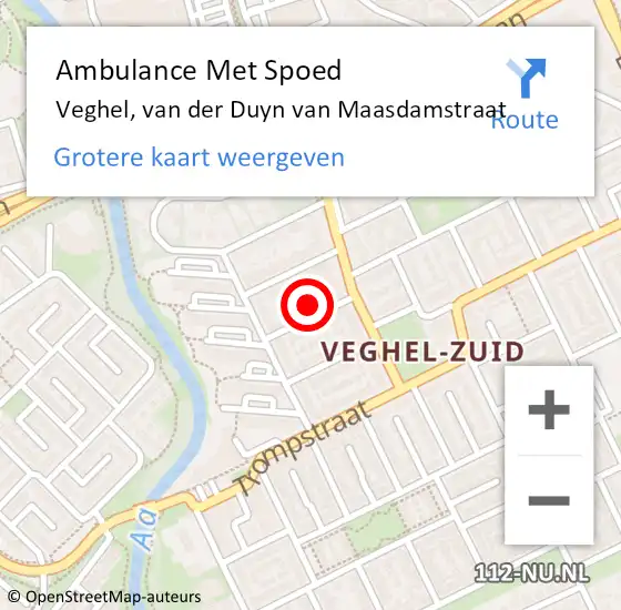 Locatie op kaart van de 112 melding: Ambulance Met Spoed Naar Veghel, van der Duyn van Maasdamstraat op 4 maart 2016 21:03