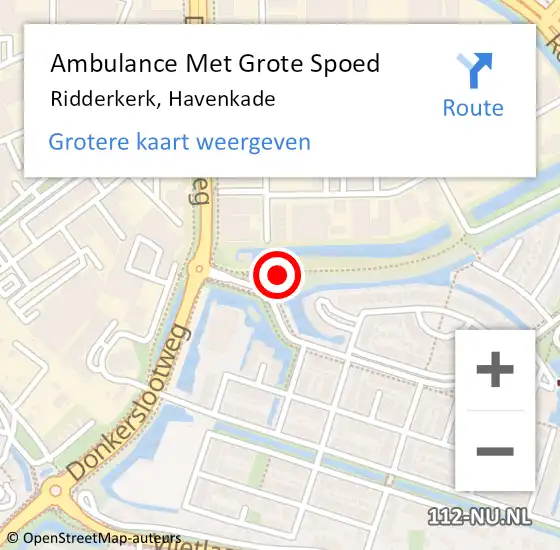 Locatie op kaart van de 112 melding: Ambulance Met Grote Spoed Naar Ridderkerk, Havenkade op 4 maart 2016 21:42