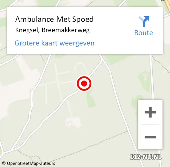 Locatie op kaart van de 112 melding: Ambulance Met Spoed Naar Knegsel, Breemakkerweg op 5 maart 2016 14:29