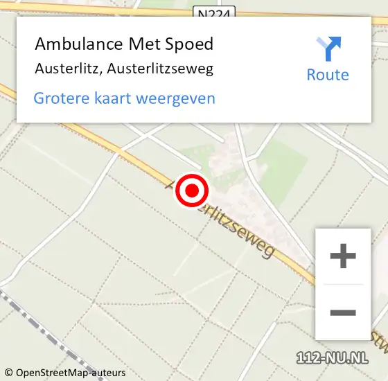 Locatie op kaart van de 112 melding: Ambulance Met Spoed Naar Austerlitz, Austerlitzseweg op 5 maart 2016 17:21