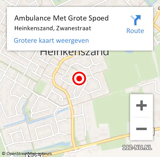 Locatie op kaart van de 112 melding: Ambulance Met Grote Spoed Naar Heinkenszand, Zwanestraat op 5 maart 2016 22:02