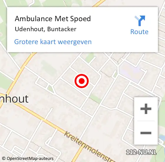 Locatie op kaart van de 112 melding: Ambulance Met Spoed Naar Udenhout, Buntacker op 5 maart 2016 23:37