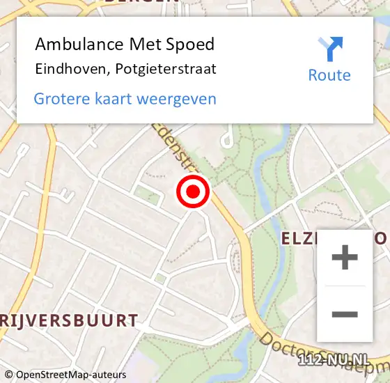 Locatie op kaart van de 112 melding: Ambulance Met Spoed Naar Eindhoven, Potgieterstraat op 6 maart 2016 05:04