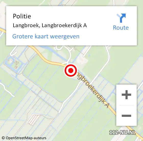 Locatie op kaart van de 112 melding: Politie Langbroek, Langbroekerdijk A op 7 maart 2016 00:16