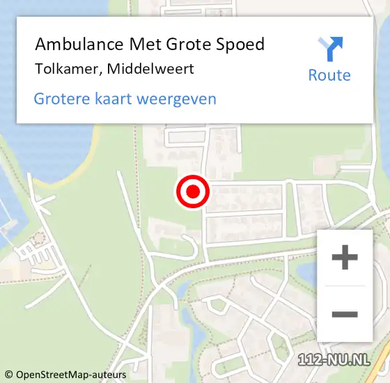 Locatie op kaart van de 112 melding: Ambulance Met Grote Spoed Naar Tolkamer, Middelweert op 7 maart 2016 02:54