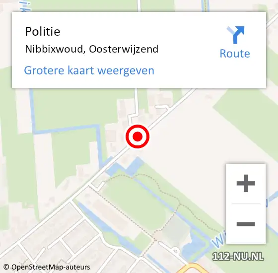 Locatie op kaart van de 112 melding: Politie Nibbixwoud, Oosterwijzend op 7 maart 2016 11:00