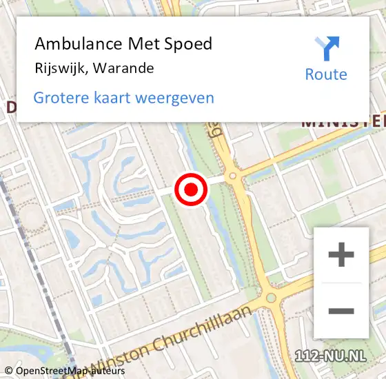 Locatie op kaart van de 112 melding: Ambulance Met Spoed Naar Rijswijk, Warande op 8 maart 2016 00:35