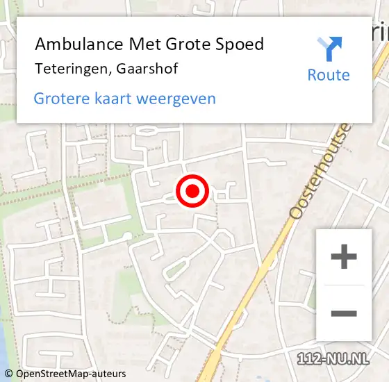 Locatie op kaart van de 112 melding: Ambulance Met Grote Spoed Naar Teteringen, Gaarshof op 8 maart 2016 08:46
