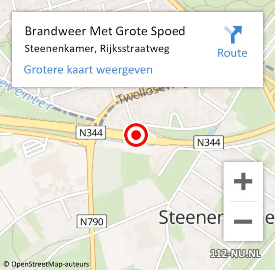 Locatie op kaart van de 112 melding: Brandweer Met Grote Spoed Naar Steenenkamer, Rijksstraatweg op 8 maart 2016 15:23