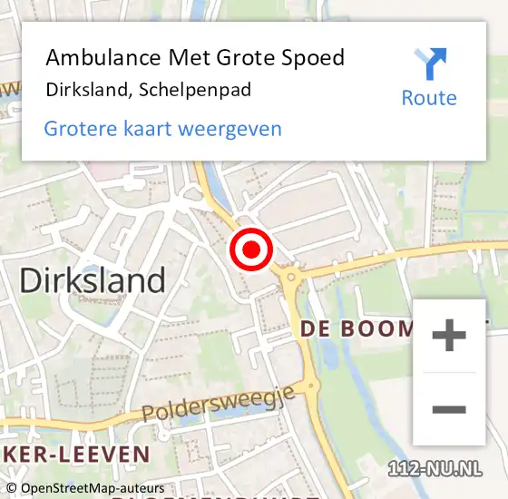 Locatie op kaart van de 112 melding: Ambulance Met Grote Spoed Naar Dirksland, Schelpenpad op 8 maart 2016 18:59
