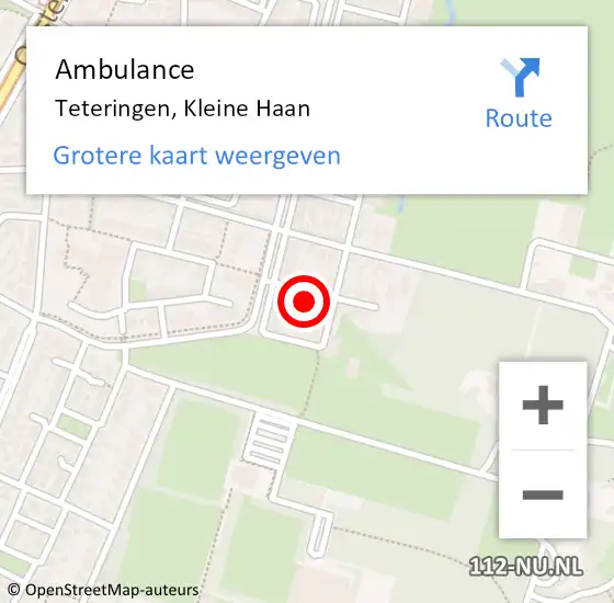 Locatie op kaart van de 112 melding: Ambulance Teteringen, Kleine Haan op 9 maart 2016 14:39