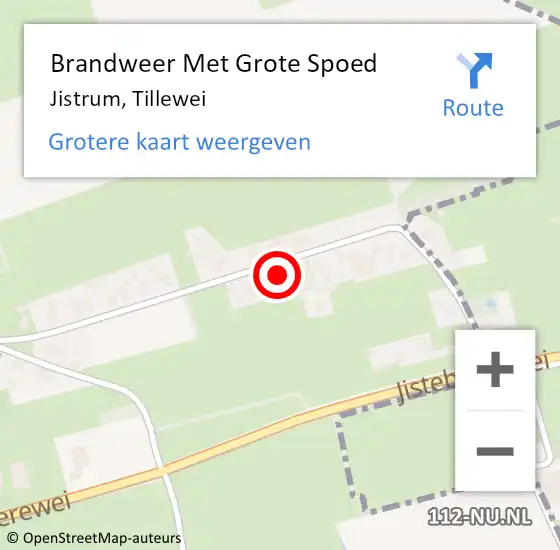 Locatie op kaart van de 112 melding: Brandweer Met Grote Spoed Naar Jistrum, Tillewei op 9 maart 2016 16:22