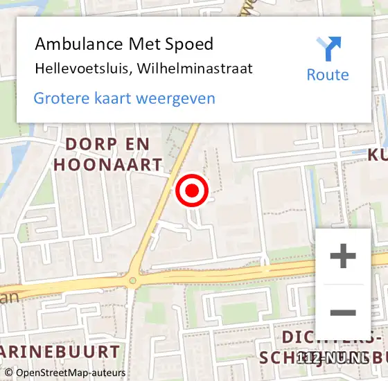 Locatie op kaart van de 112 melding: Ambulance Met Spoed Naar Hellevoetsluis, Wilhelminastraat op 10 maart 2016 00:25