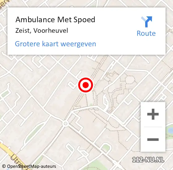 Locatie op kaart van de 112 melding: Ambulance Met Spoed Naar Zeist, Voorheuvel op 10 maart 2016 16:15
