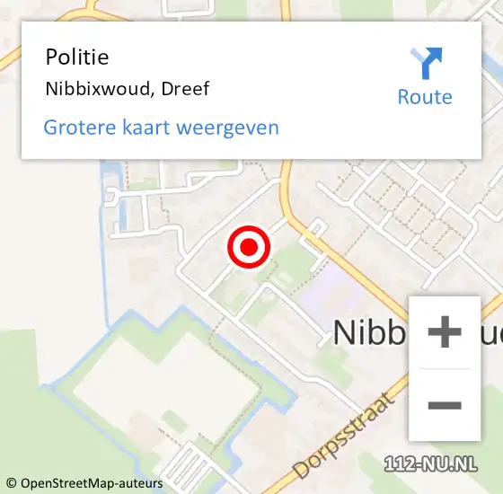 Locatie op kaart van de 112 melding: Politie Nibbixwoud, Dreef op 11 maart 2016 12:57