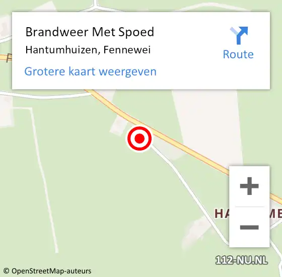 Locatie op kaart van de 112 melding: Brandweer Met Spoed Naar Hantumhuizen, Fennewei op 11 maart 2016 13:01