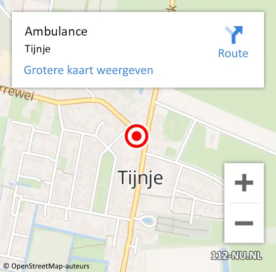 Locatie op kaart van de 112 melding: Ambulance Tijnje op 8 december 2013 15:46
