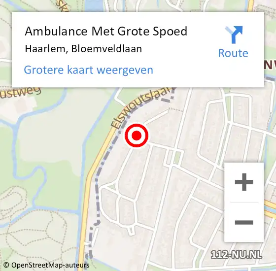 Locatie op kaart van de 112 melding: Ambulance Met Grote Spoed Naar Haarlem, Bloemveldlaan op 11 maart 2016 21:53