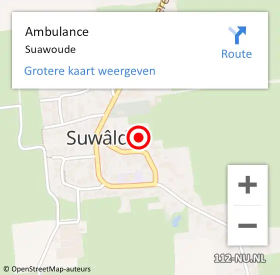 Locatie op kaart van de 112 melding: Ambulance Suawoude op 12 maart 2016 14:47