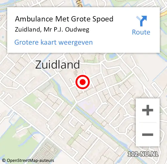 Locatie op kaart van de 112 melding: Ambulance Met Grote Spoed Naar Zuidland, Oudweg op 12 maart 2016 15:09