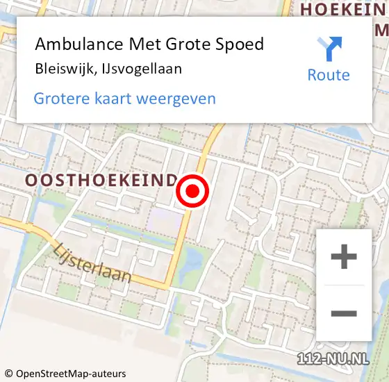 Locatie op kaart van de 112 melding: Ambulance Met Grote Spoed Naar Bleiswijk, IJsvogellaan op 12 maart 2016 15:52