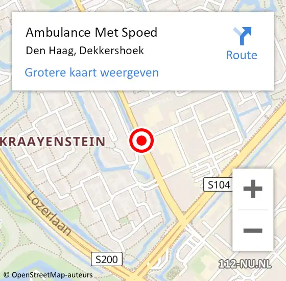 Locatie op kaart van de 112 melding: Ambulance Met Spoed Naar Den Haag, Dekkershoek op 13 maart 2016 01:34