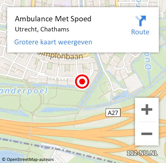 Locatie op kaart van de 112 melding: Ambulance Met Spoed Naar Utrecht, Chathams op 13 maart 2016 09:24