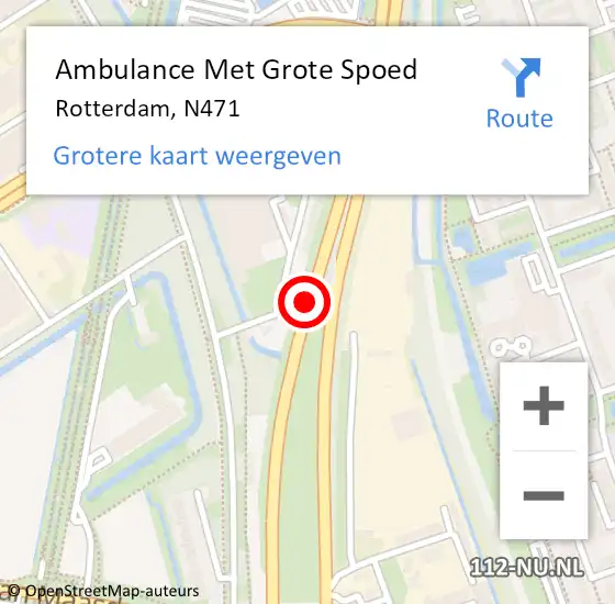 Locatie op kaart van de 112 melding: Ambulance Met Grote Spoed Naar Rotterdam, N471 op 13 maart 2016 10:51