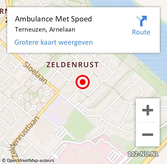 Locatie op kaart van de 112 melding: Ambulance Met Spoed Naar Terneuzen, Arnelaan op 13 maart 2016 17:09