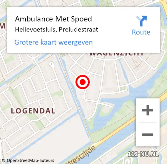 Locatie op kaart van de 112 melding: Ambulance Met Spoed Naar Hellevoetsluis, Preludestraat op 13 maart 2016 17:29