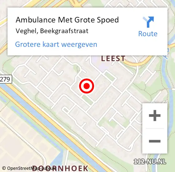 Locatie op kaart van de 112 melding: Ambulance Met Grote Spoed Naar Veghel, Beekgraafstraat op 13 maart 2016 18:34