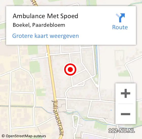 Locatie op kaart van de 112 melding: Ambulance Met Spoed Naar Boekel, Paardebloem op 13 maart 2016 21:55
