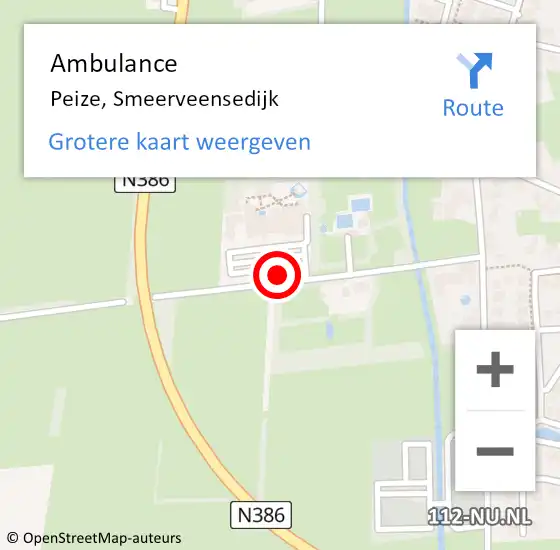 Locatie op kaart van de 112 melding: Ambulance Peize, Smeerveensedijk op 8 december 2013 21:37