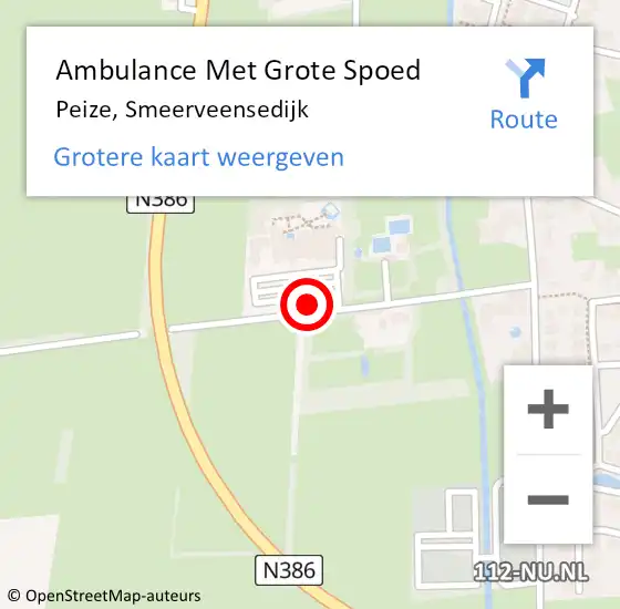 Locatie op kaart van de 112 melding: Ambulance Met Grote Spoed Naar Peize, Smeerveensedijk op 8 december 2013 21:37